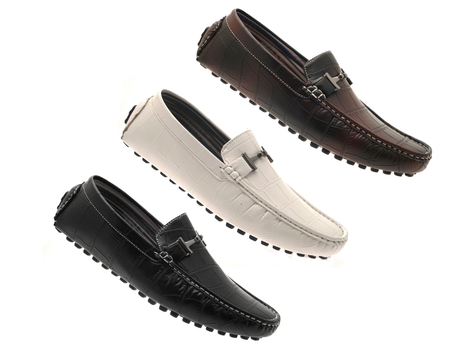 Mens Moccasin Mule Loafers Flexible Shoes Faux Leather Casual Shoes